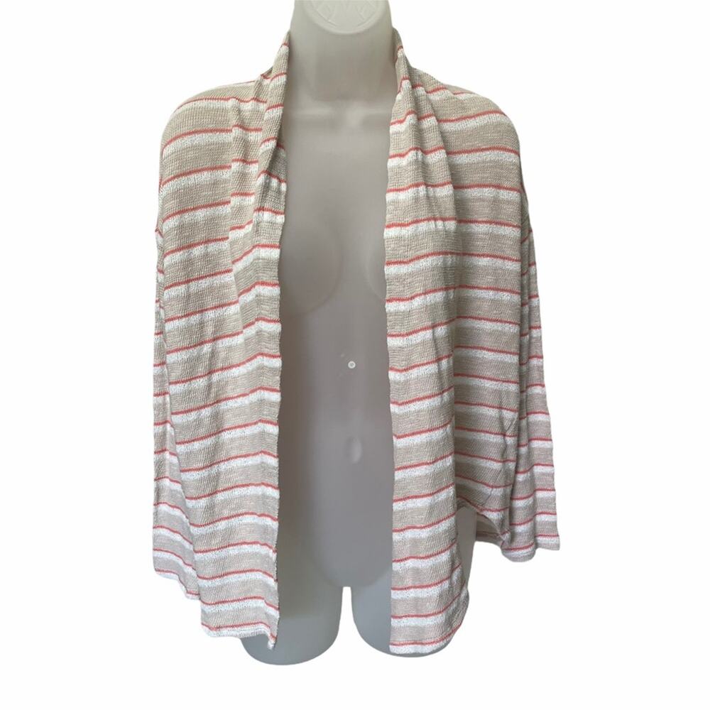 Splendid Women's Pink Tan Striped Open Front Draped Cardigan Size Small